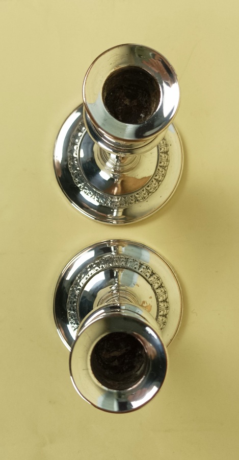 Pair Of Silver Plate Telescopic Candlesticks